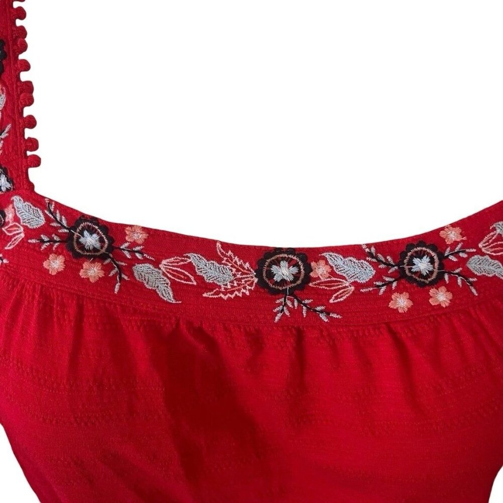 Style & Co Cherry On Top Women's Size Large Red Embroidered Square Neck Top - Picture 3 of 6
